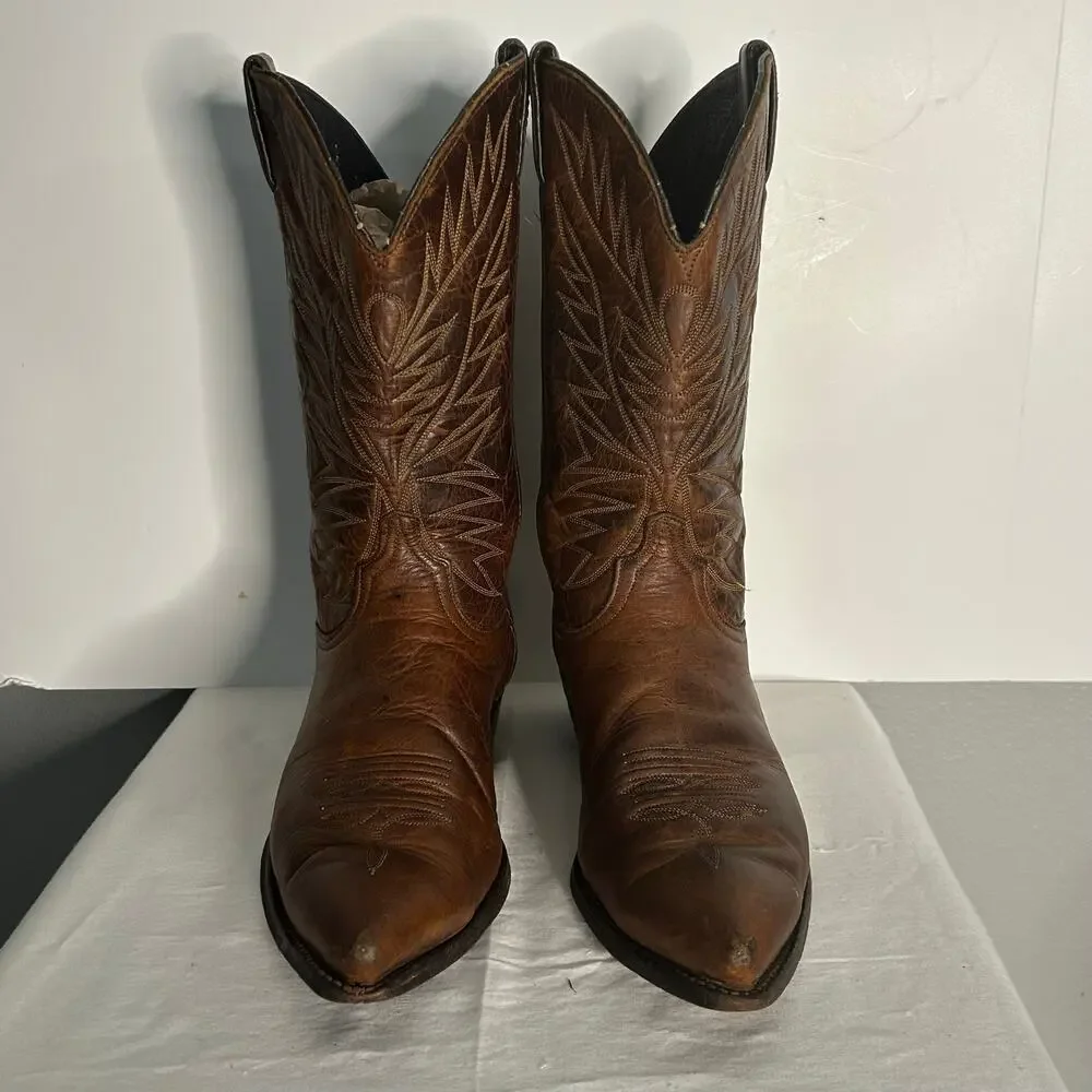 Great Western Men’s 11 M Brown Leather Cowboy Boots Western Pointed Toe